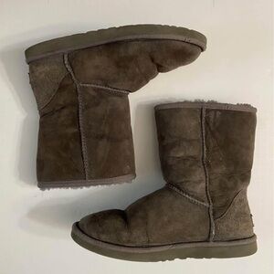 Ugg Boots Womens Classic Short Winter Shearling  Gray Suede Pull On Lined
